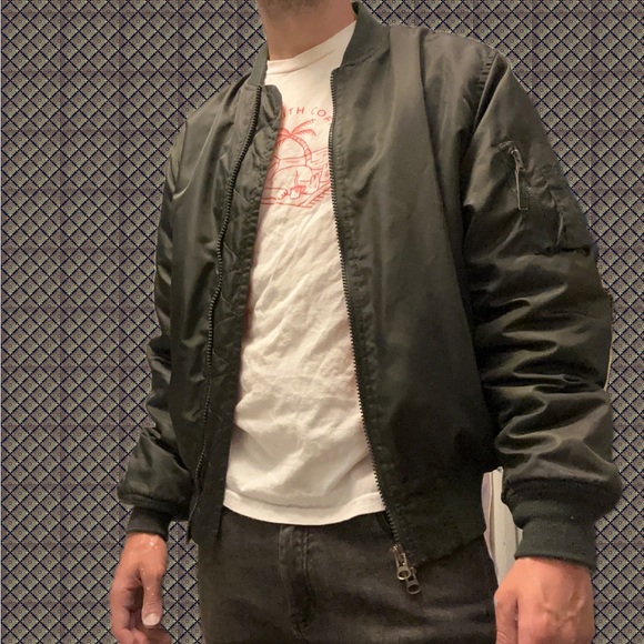 Ring Of Fire dark olive/ orange flight bomber jacket Large - Picture 5 of 7